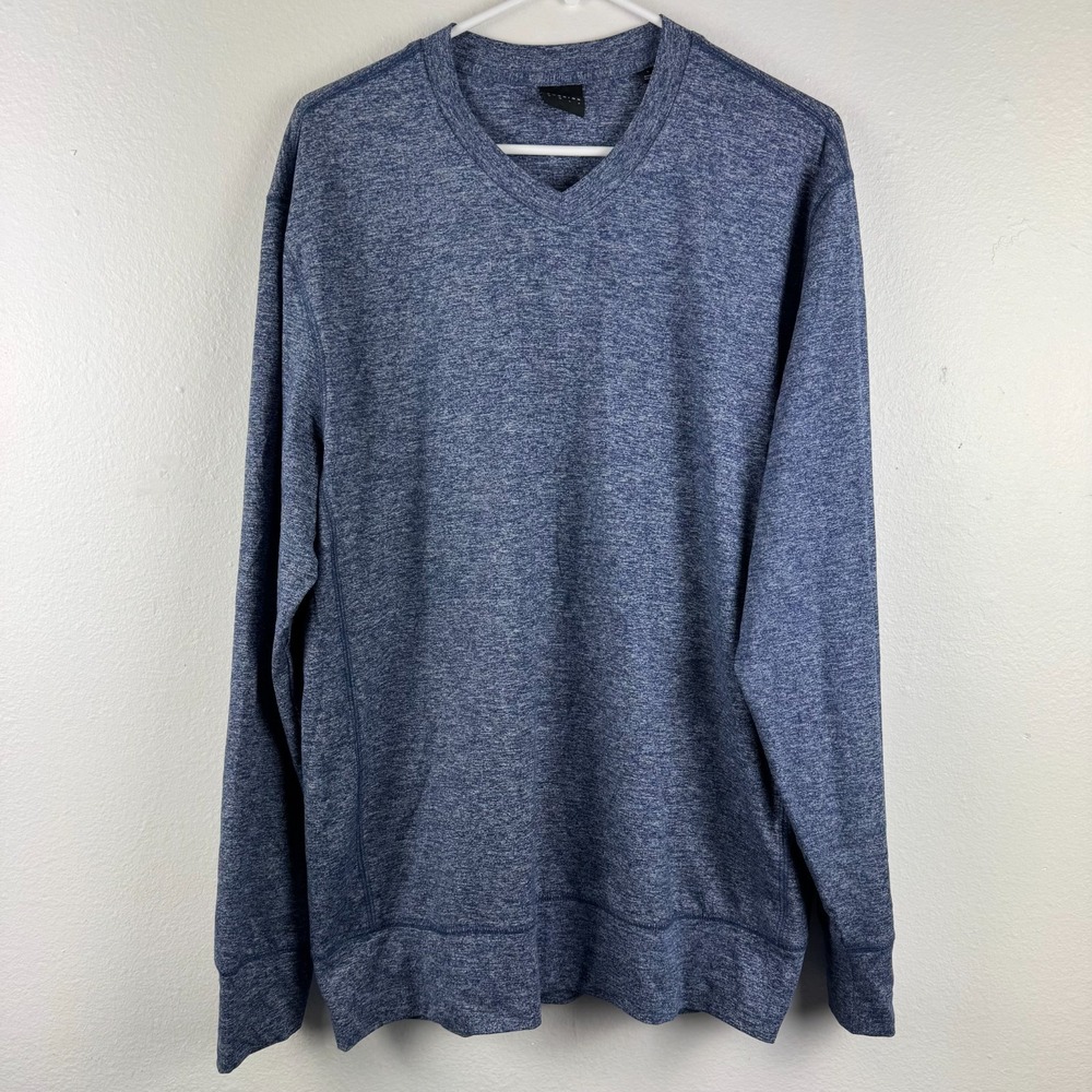 DUNNING GOLF Mens long sleeve V-Neck Active Pullover‎ Shirt Blue - L